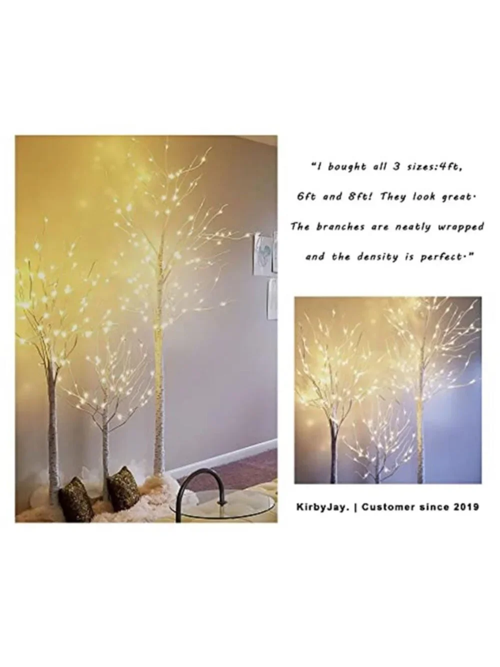 Prelit LED Birch Tree Light White Lighted Decorative Tree Indoor Outdoor Decor